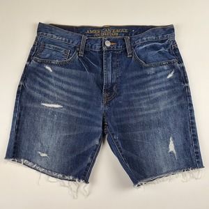 American Eagle Frayed Cut-Off Denim Jean Shorts Distressed 31